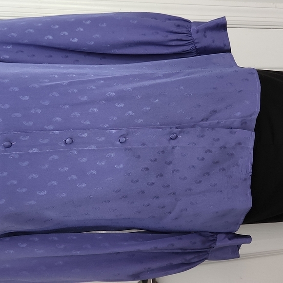 Gloria Vanderbilt Paisley Periwinkle Button Down Blouse - Picture 4 of 14